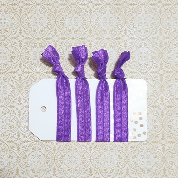 Accessories - BUNDLE ONLY Set of 4 Elastic Hair Ties Purple